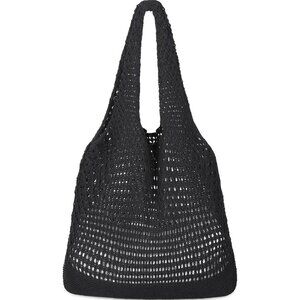 Women's Dark Black Shoulder Shopping Handbag Casual Travel Totes Fold Able Bags